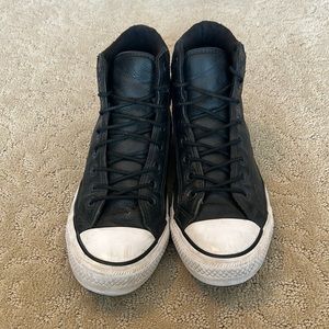 Converse Black leather high tops